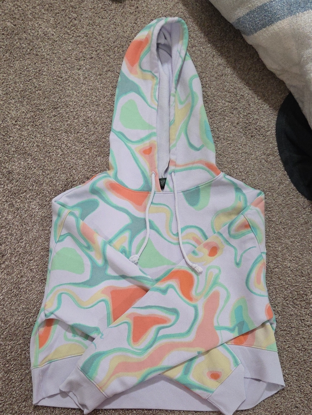 wild fable Mint Green, Peach & Yellow Swirl Cropped Hoodie